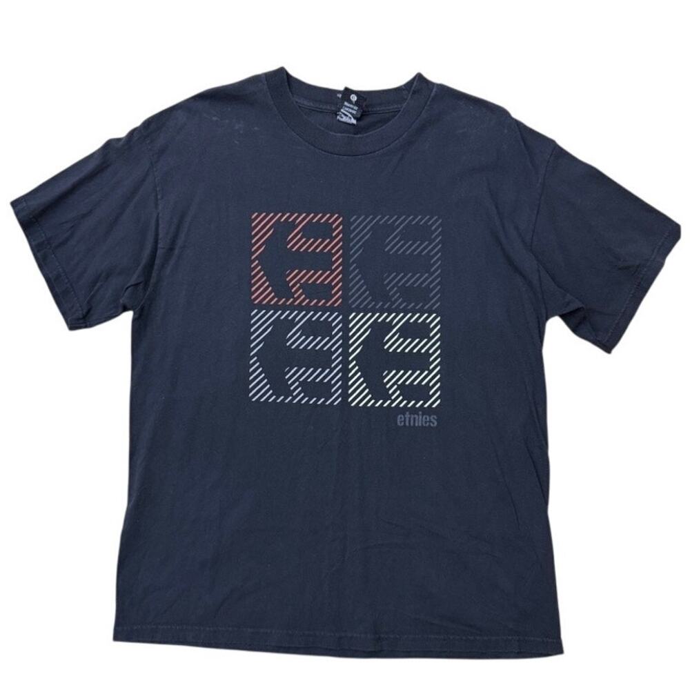 Etnies Vintage Style 4 Box Logo T Shirt Black Skateboarding Men's Large